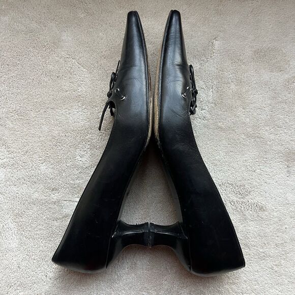 Stuart Weitzman Black Leather Front Lace Up Kitten Heel Pump Women 7 N Narrow - Picture 4 of 15